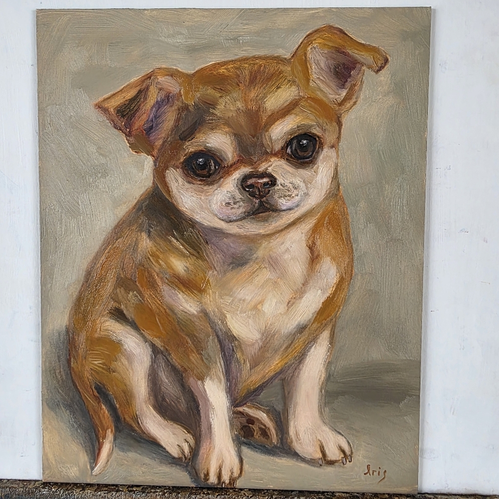Abstract oil Painting cute Dog Chihuahua